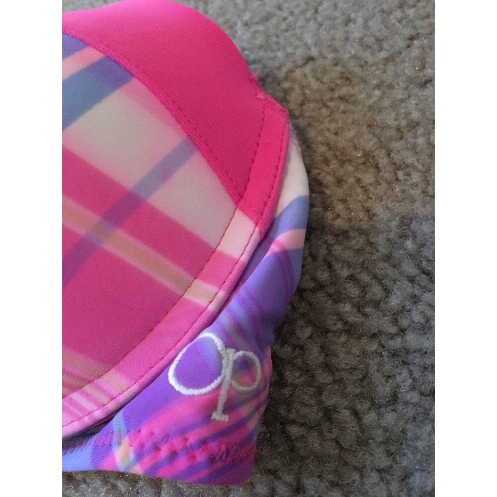 1pc Op Women's Plaid Swim Top Neck Back Tie Swim Pink Blue - Picture 4 of 6